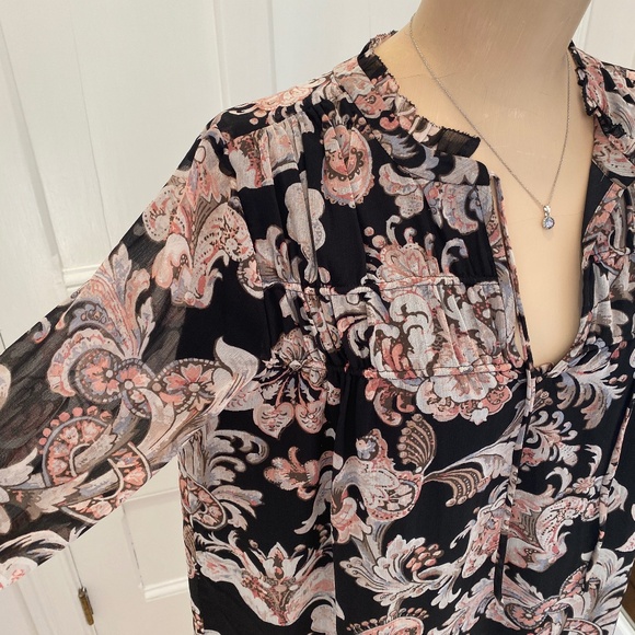 LOFT‎ Floral Black Dress with Lining - Size Small - Picture 3 of 14